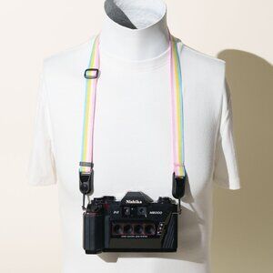Small Adjustable Rainbow Pink Camera Strap 22-38" w/2x Peak Design Anchors